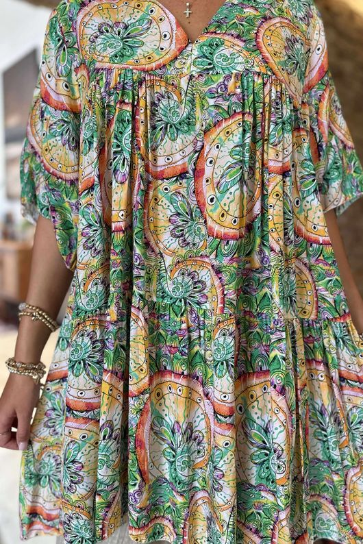 Made in Italy Cosmic Smock Tunic Greens 